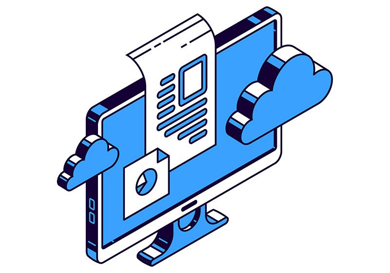 healthcare device documentation graphic representing digital files on computer