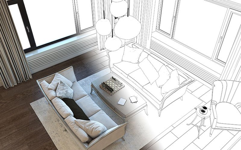 interior design prototyping comparison between digital furniture prototypes and photo of actual items