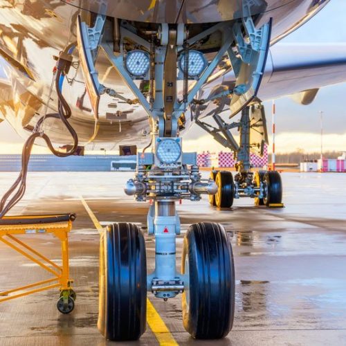 landing-gear Aircraft landing gear in action