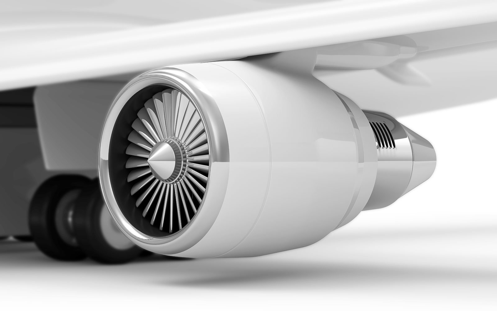 plane engine turbine prototype A close up 3D rendering of an engine turbine prototype